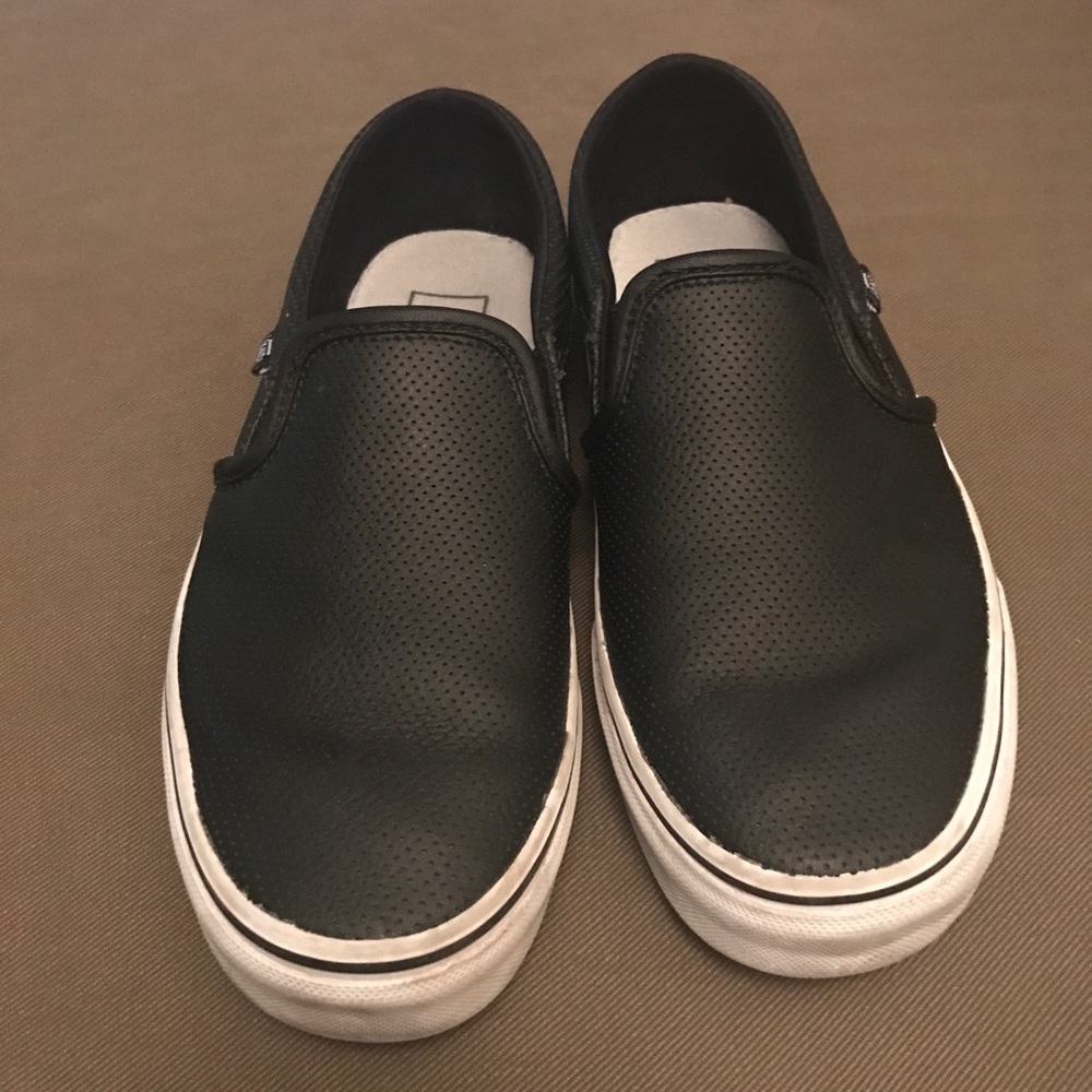 Vans Black Perf leather slip-on